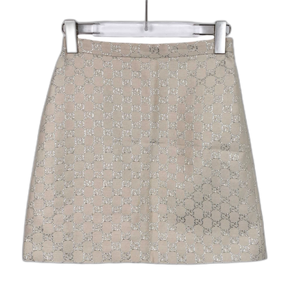 Gucci Beige Wool Skirt with GG Pattern