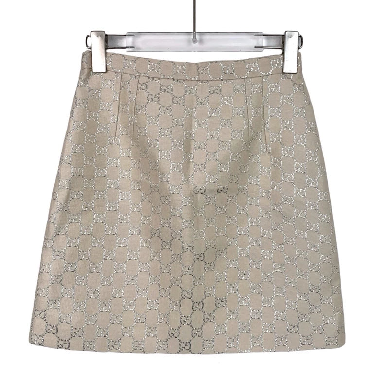 Gucci Beige Wool Skirt with GG Pattern
