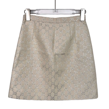 Gucci Beige Wool Skirt with GG Pattern