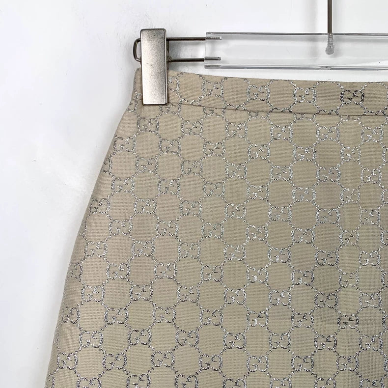 Gucci Beige Wool Skirt with GG Pattern