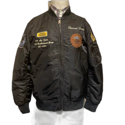 Vintage Black Flight Jacket Outerwear