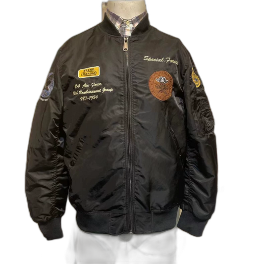 Vintage Black Flight Jacket Outerwear