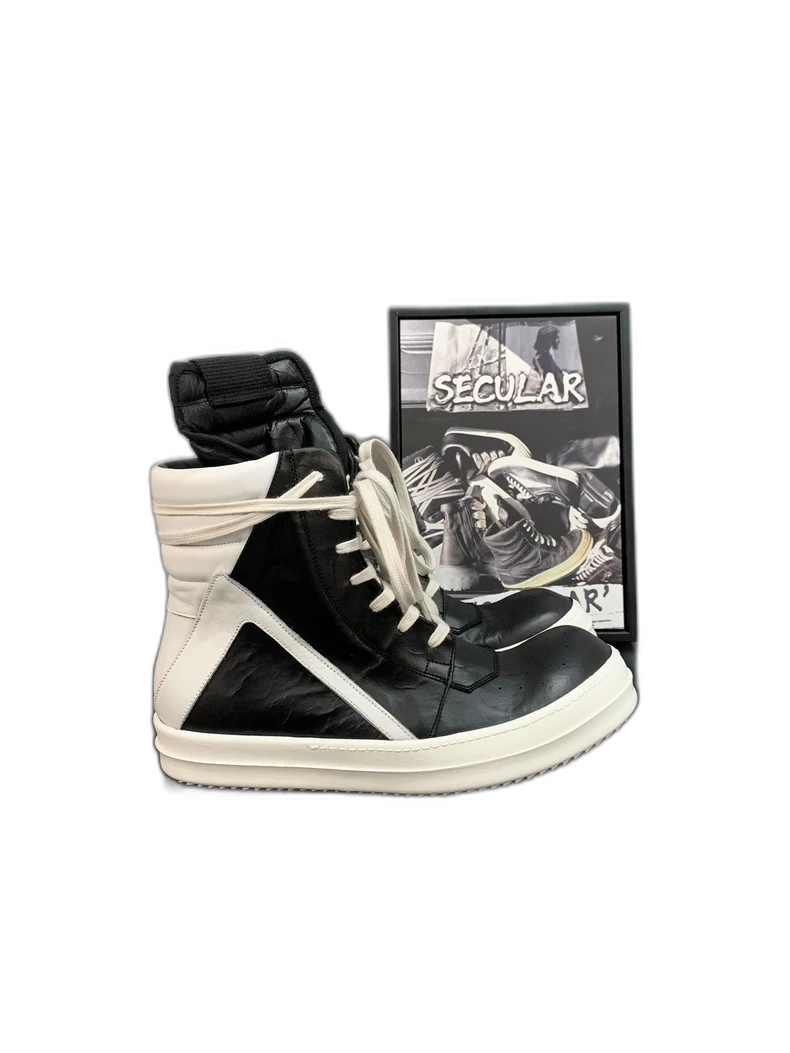 Rick Owens Black White Geobasket High Sneakers-yf