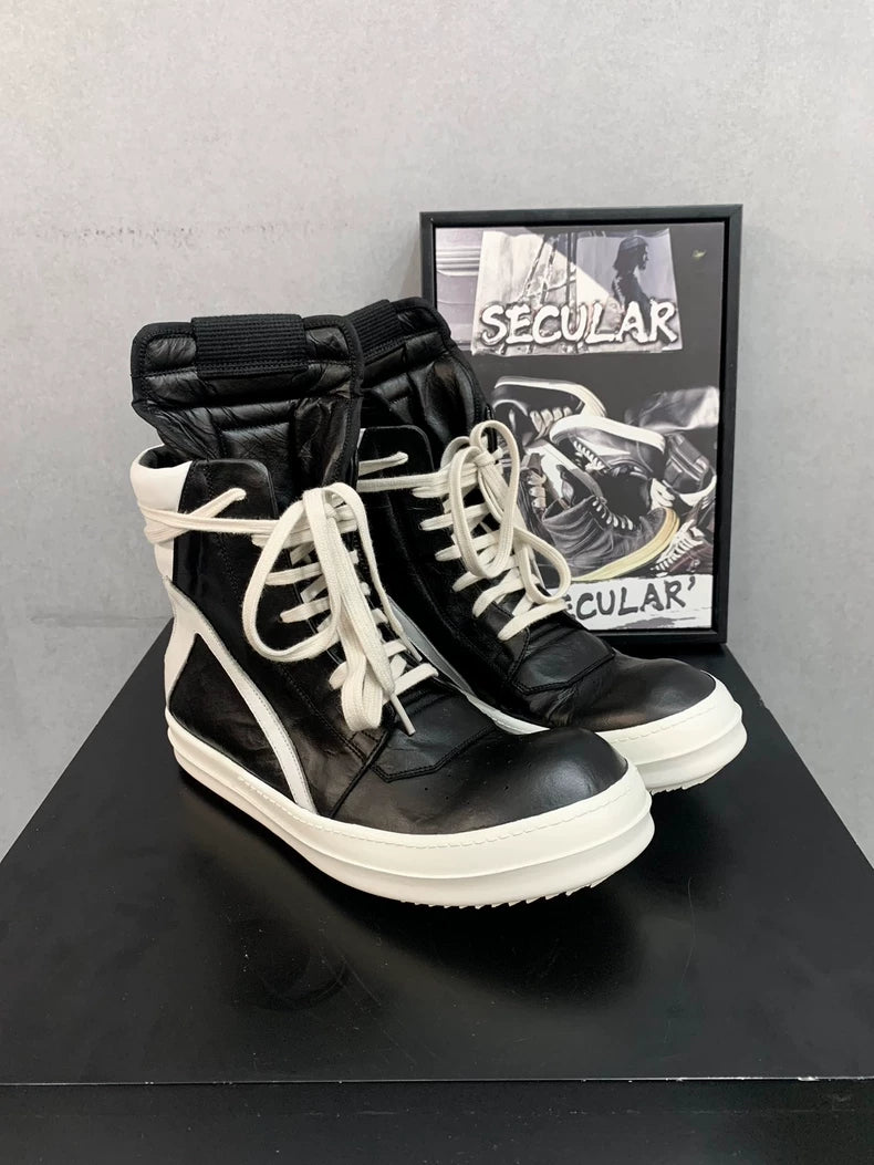 Rick Owens Black White Geobasket High Sneakers-yf
