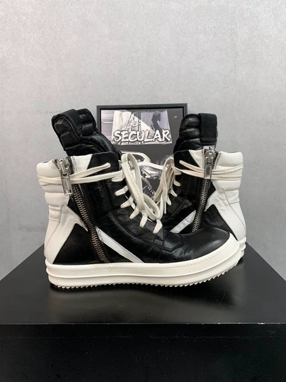 Rick Owens Black White Geobasket High Sneakers-yf
