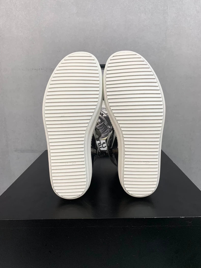 Rick Owens Black White Geobasket High Sneakers-yf