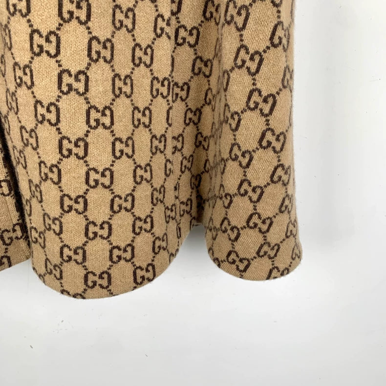 Gucci Brown Logo Wool Cape Jacket