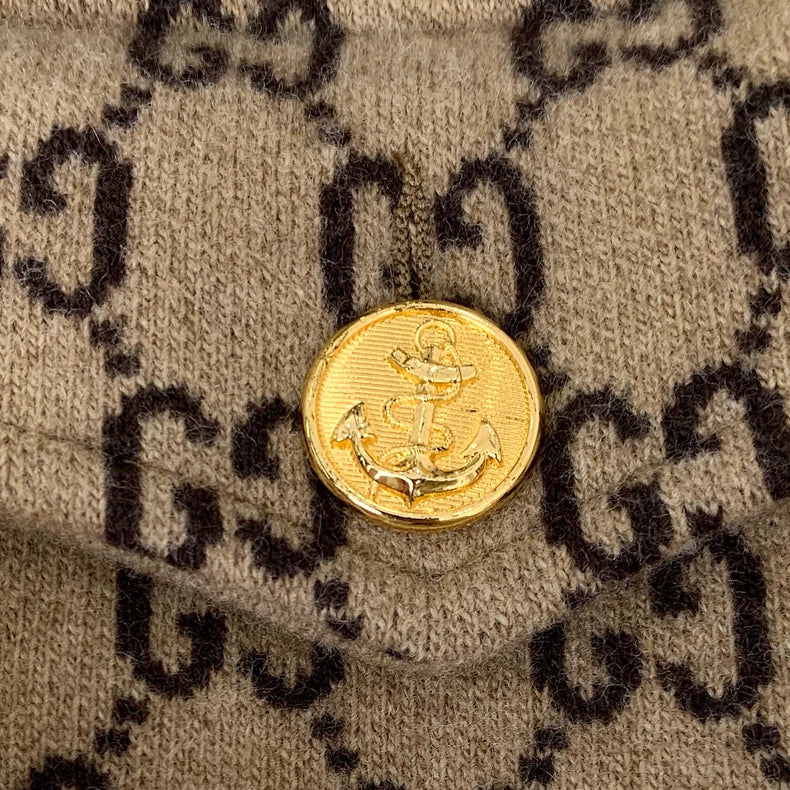 Gucci Brown Logo Wool Cape Jacket