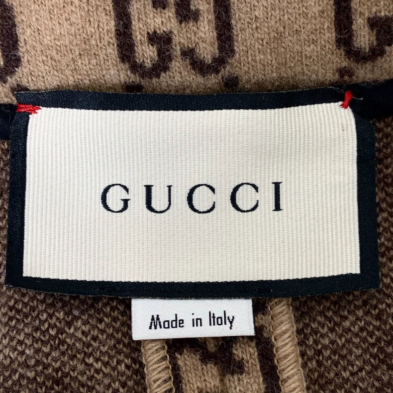 Gucci Brown Logo Wool Cape Jacket