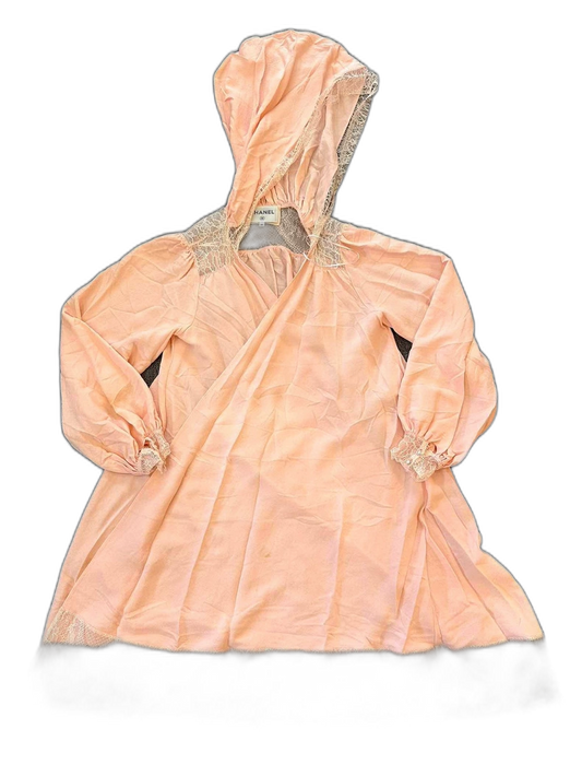 Comfortable Pink Lace Hooded Robe