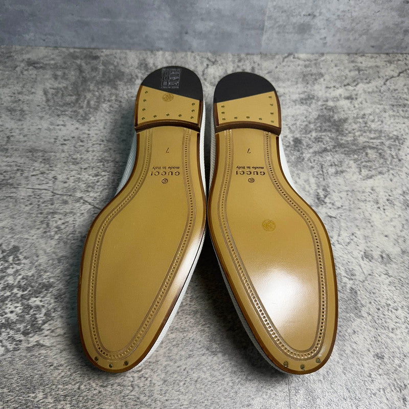 Gucci Jordaan White Canvas Loafers for Men 0079