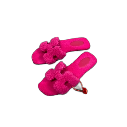 Hermes Pink Teddy Slippers Size 38