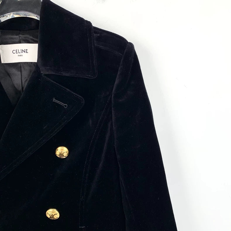 Celine Black Double-Breasted Cotton Jacket