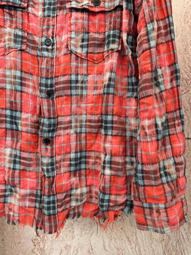 Saint Laurent Red Plaid Button-Up Shirt-yf
