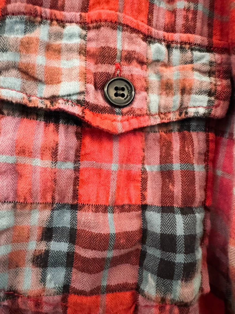 Saint Laurent Red Plaid Button-Up Shirt-yf