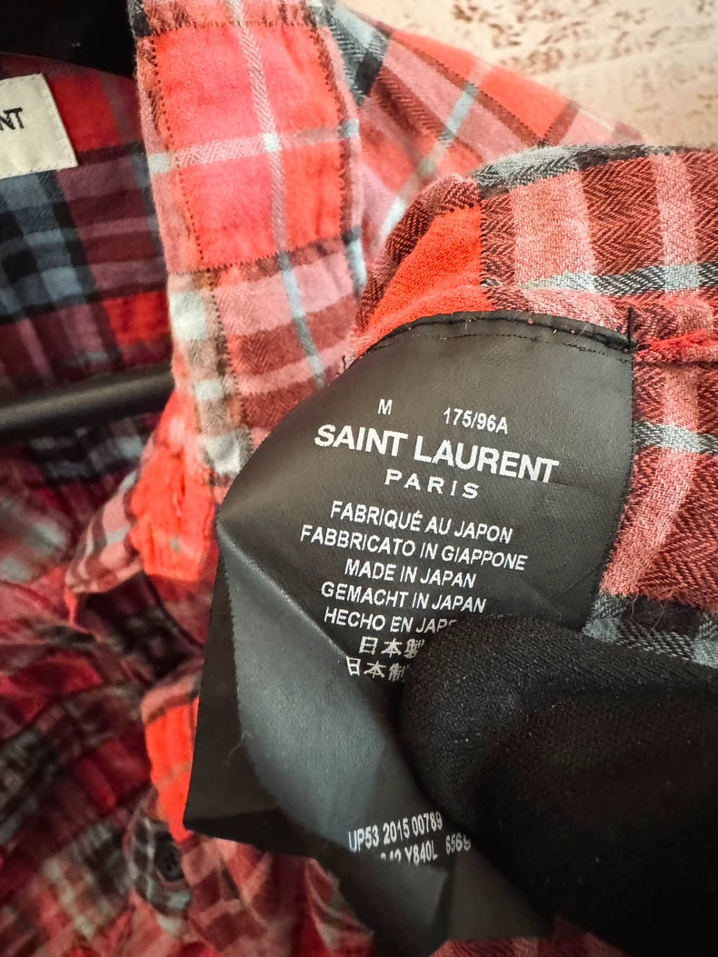 Saint Laurent Red Plaid Button-Up Shirt-yf
