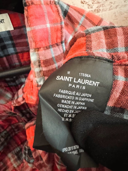 Saint Laurent Red Plaid Button-Up Shirt-yf