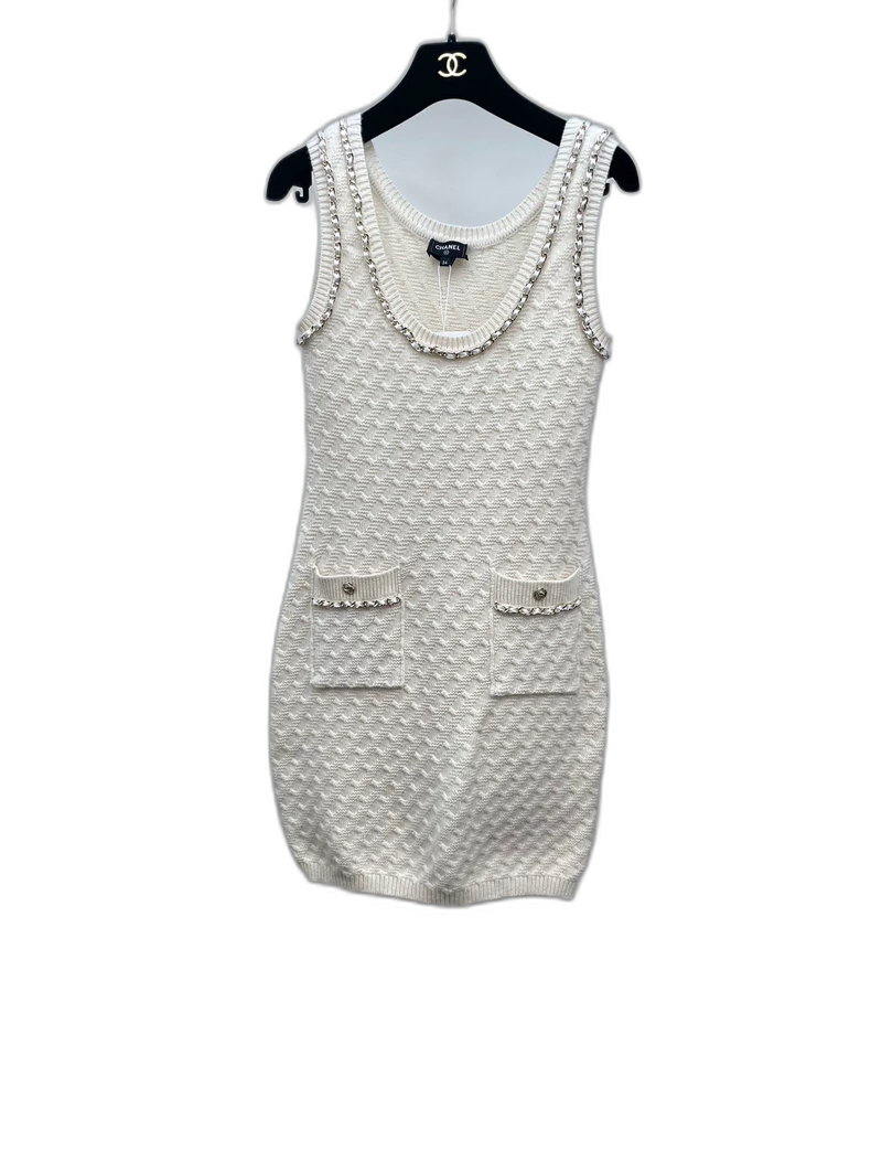 Chanel Knit Chain Dress in Off-White