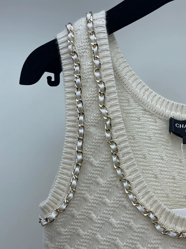 Chanel Knit Chain Dress in Off-White