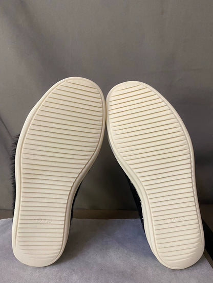 Rick Owens Black Furry Lowtop Sneakers-yf