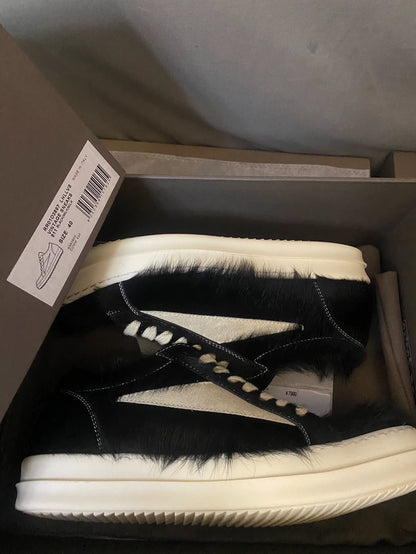 Rick Owens Black Furry Lowtop Sneakers-yf