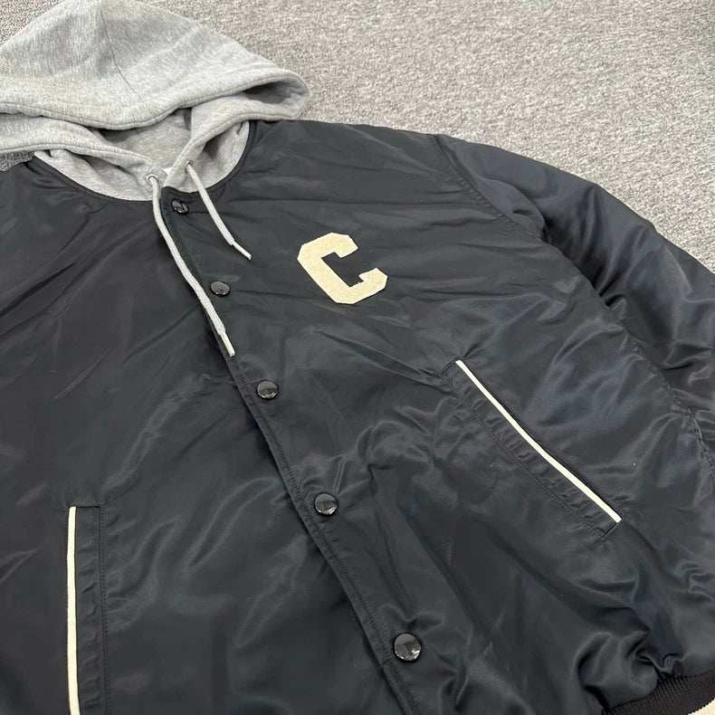 Celine Logo Hooded Baseball Jacket