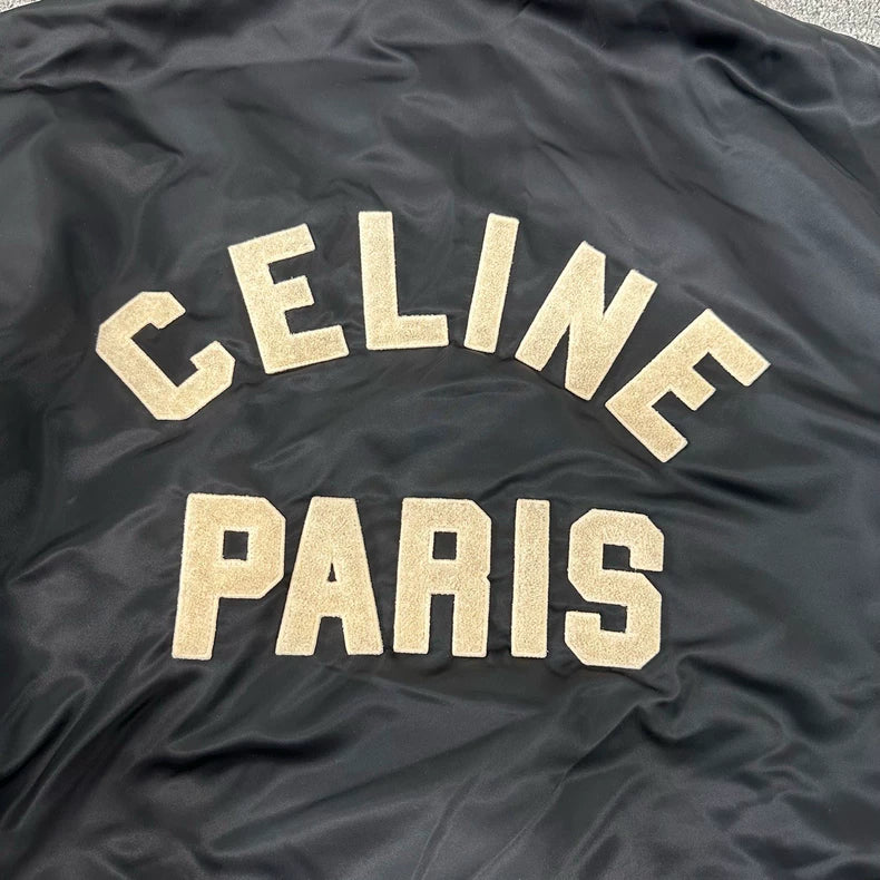 Celine Logo Hooded Baseball Jacket