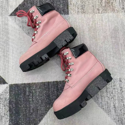 Acne Studios Pink Platform Hiking Boots