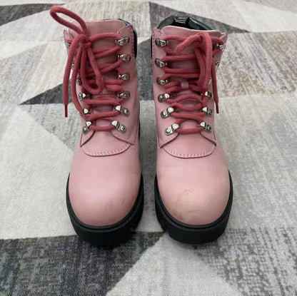 Acne Studios Pink Platform Hiking Boots