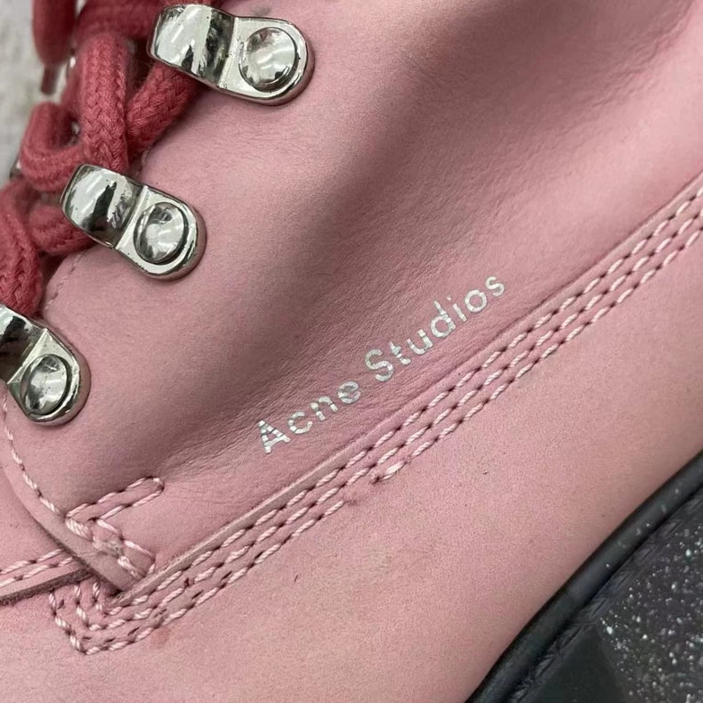 Acne Studios Pink Platform Hiking Boots