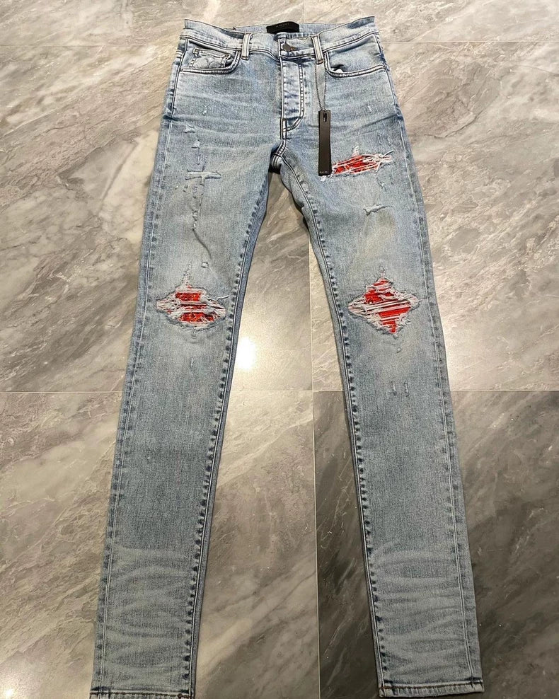 Amiri Wash Blue Orange Casual Pants