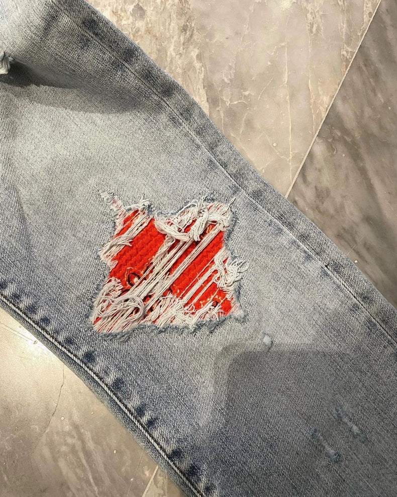 Amiri Wash Blue Orange Casual Pants