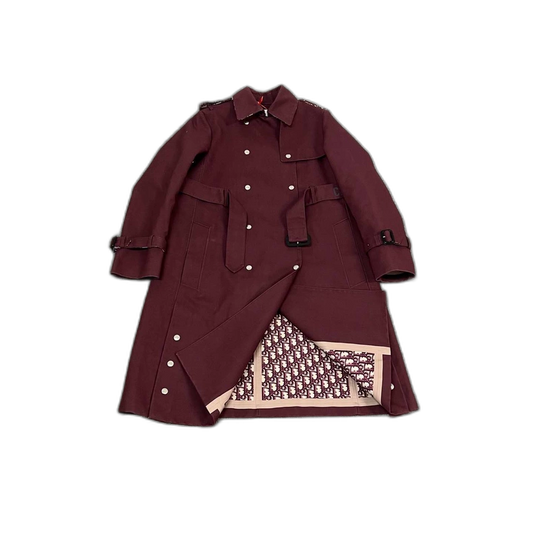 Dior Burgundy Printed Lining Trench Coat