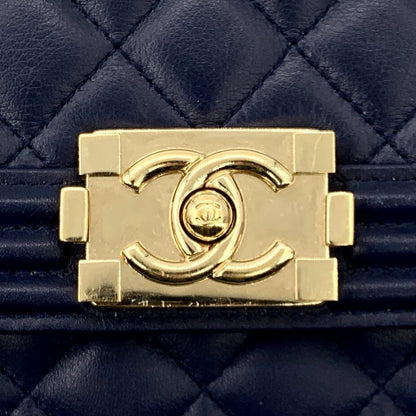 Chanel Deep Blue Boy Bag with Gold Chain