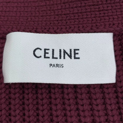 Celine Burgundy Striped Embroidered Knit Cardigan