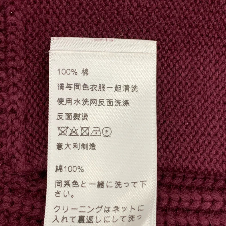 Celine Burgundy Striped Embroidered Knit Cardigan