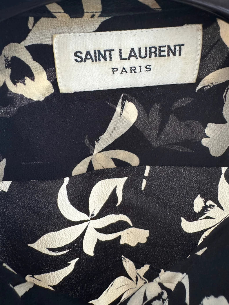 Saint Laurent Silk Floral Short Sleeve Shirt-yf