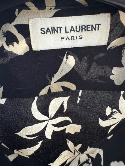 Saint Laurent Silk Floral Short Sleeve Shirt-yf