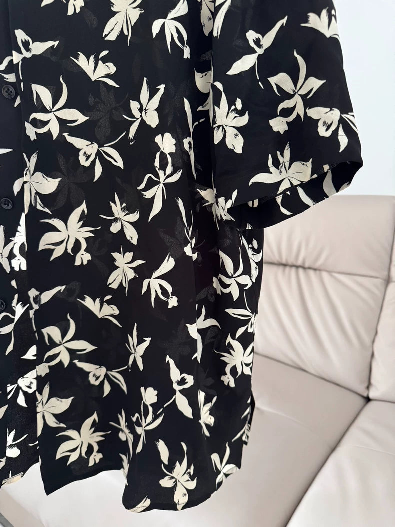 Saint Laurent Silk Floral Short Sleeve Shirt-yf