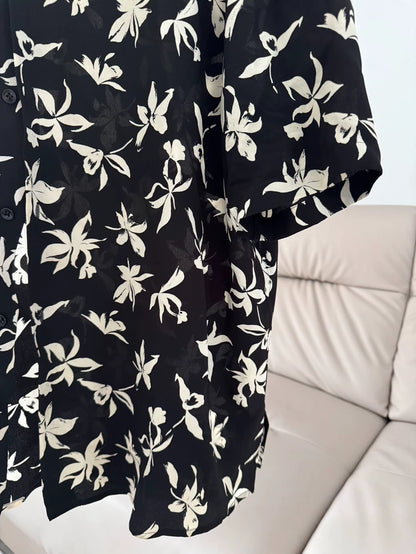 Saint Laurent Silk Floral Short Sleeve Shirt-yf