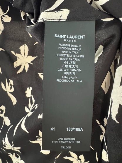Saint Laurent Silk Floral Short Sleeve Shirt-yf