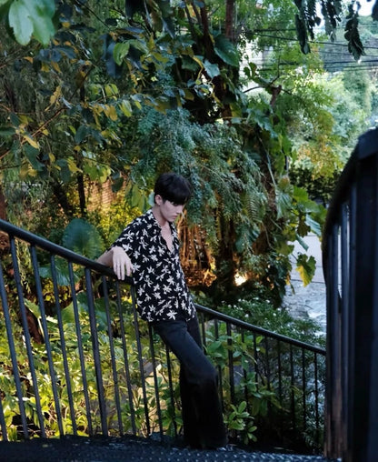 Saint Laurent Silk Floral Short Sleeve Shirt-yf