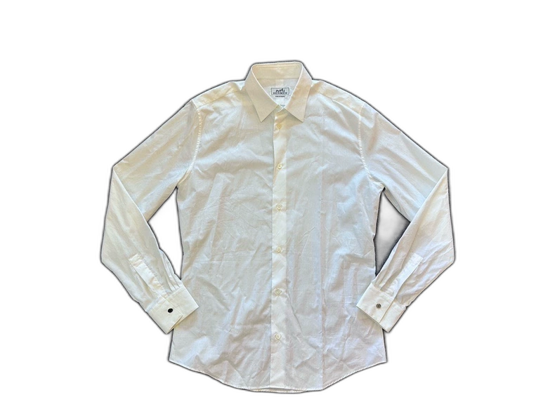 Hermes Men's Long Sleeve White Shirt