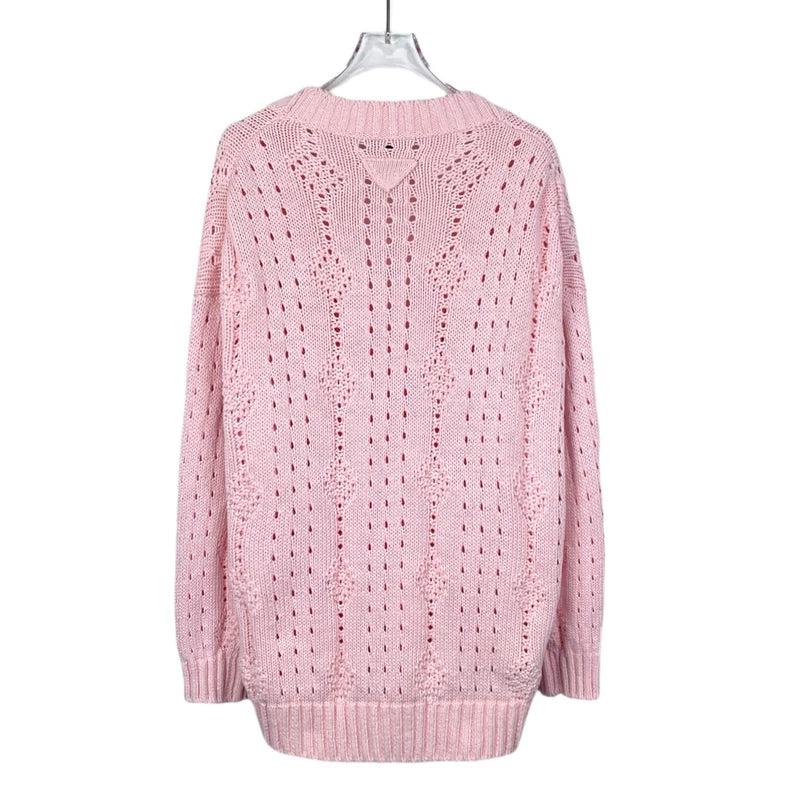 Pink V-Neck Knit Cardigan from Prada