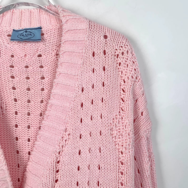 Pink V-Neck Knit Cardigan from Prada