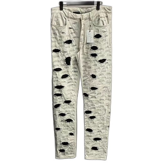Givenchy White Gray Distressed Denim Pants