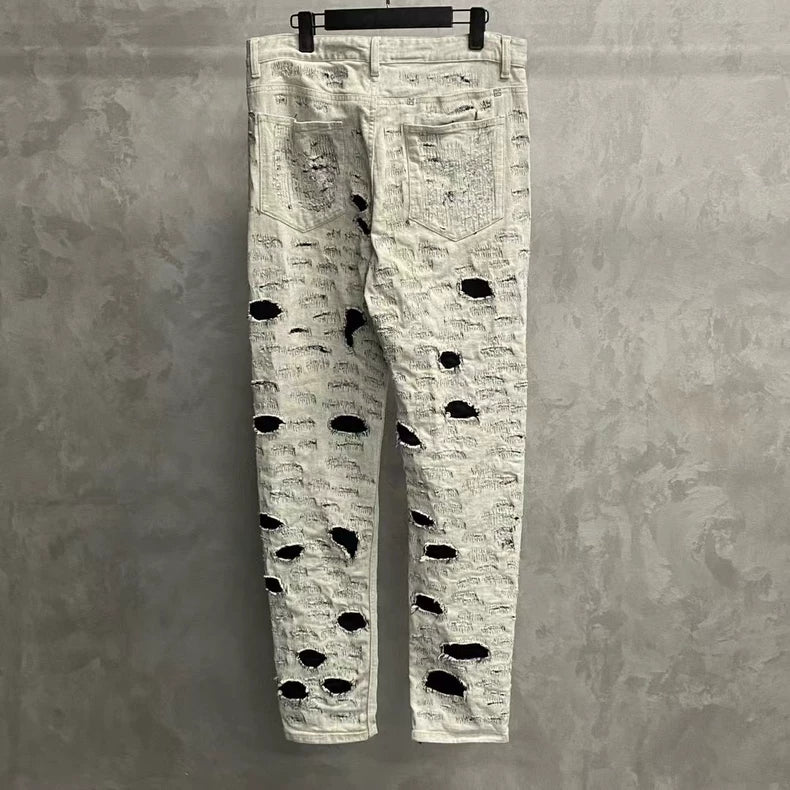 Givenchy White Gray Distressed Denim Pants