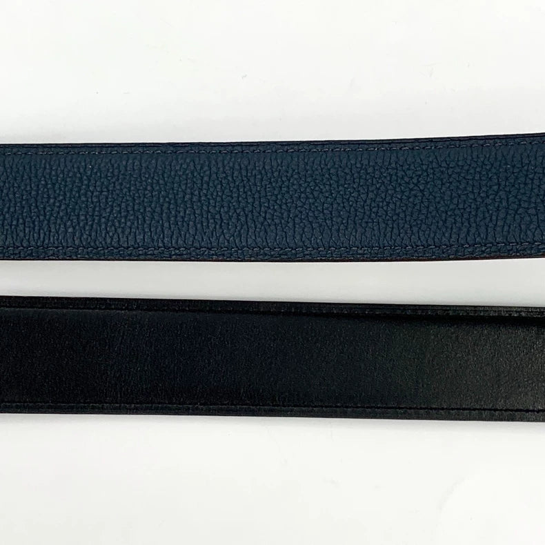 Hermes Black Leather Belt with Gold Buckle