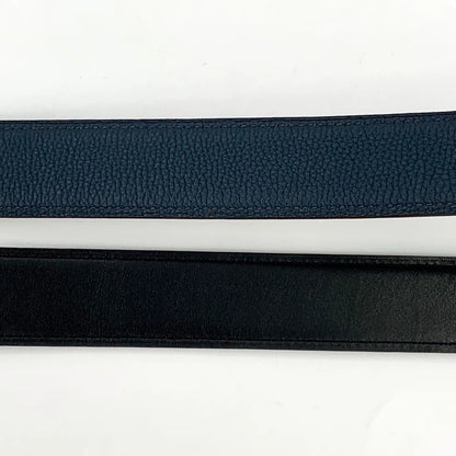 Hermes Black Leather Belt with Gold Buckle
