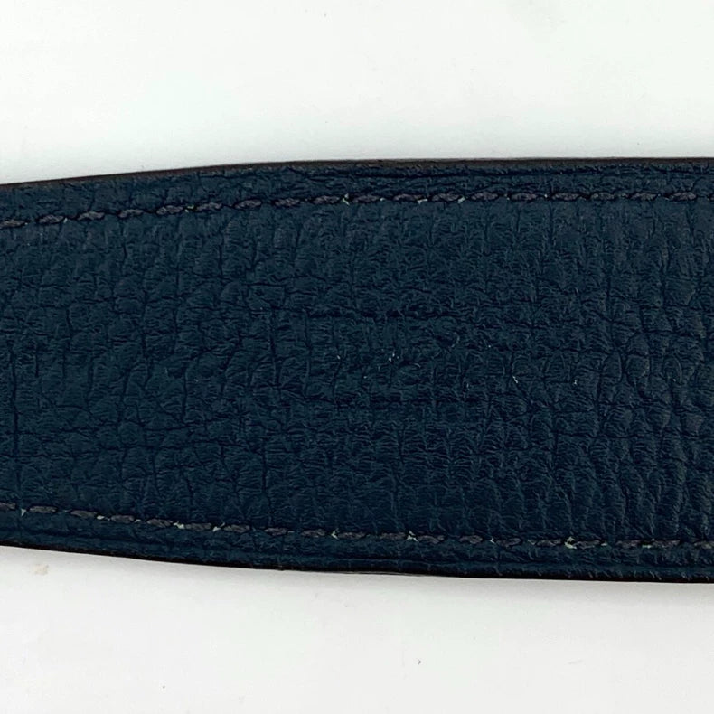 Hermes Black Leather Belt with Gold Buckle